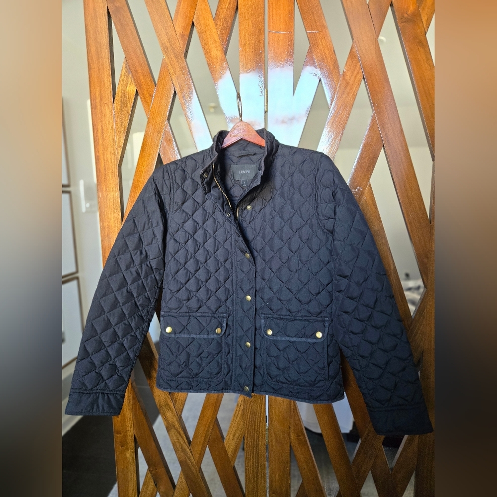 J. Crew Women's Black Quilted Utility Jacket - M